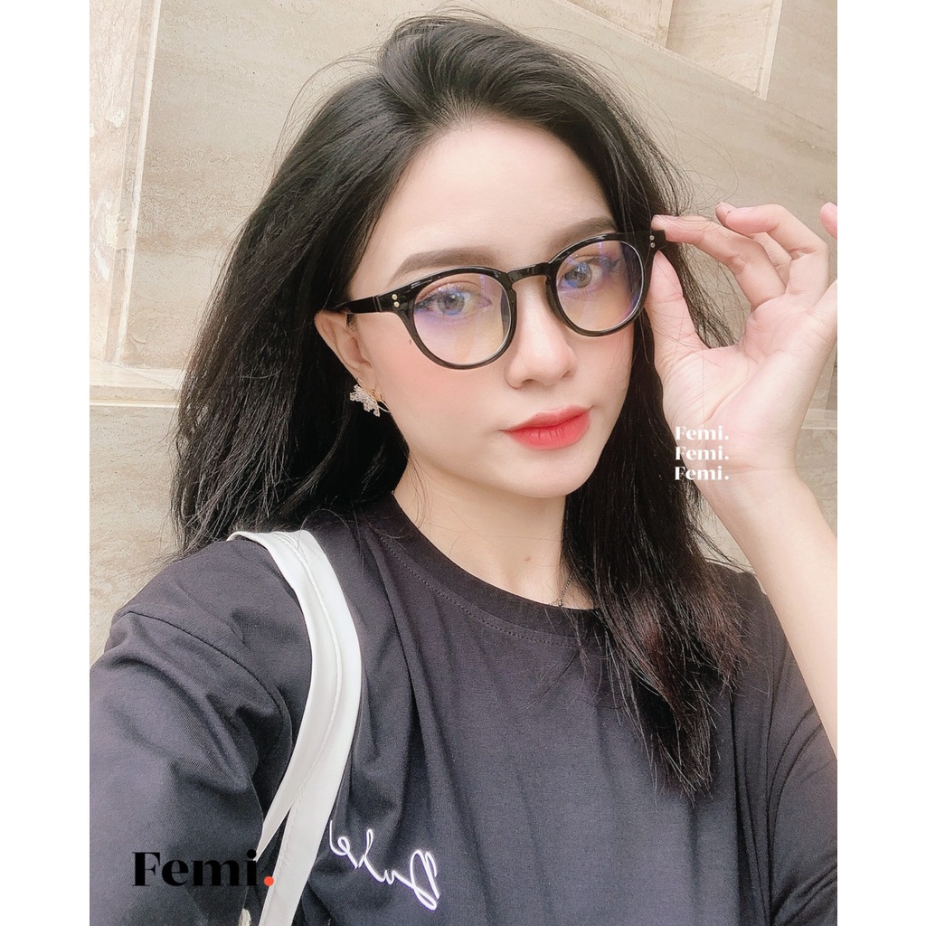 Gọng kính cận tròn Femi Emma chính hãng mắt kính chống tia UV
