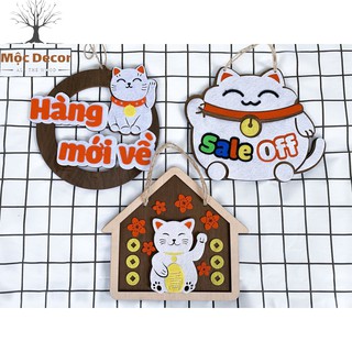 [Mua 3 Tặng 1] Bảng gỗ treo tường Mèo Thân Tài trang trí cửa hàng phát lộc xưởng MỘC DECOR tranh Handmade