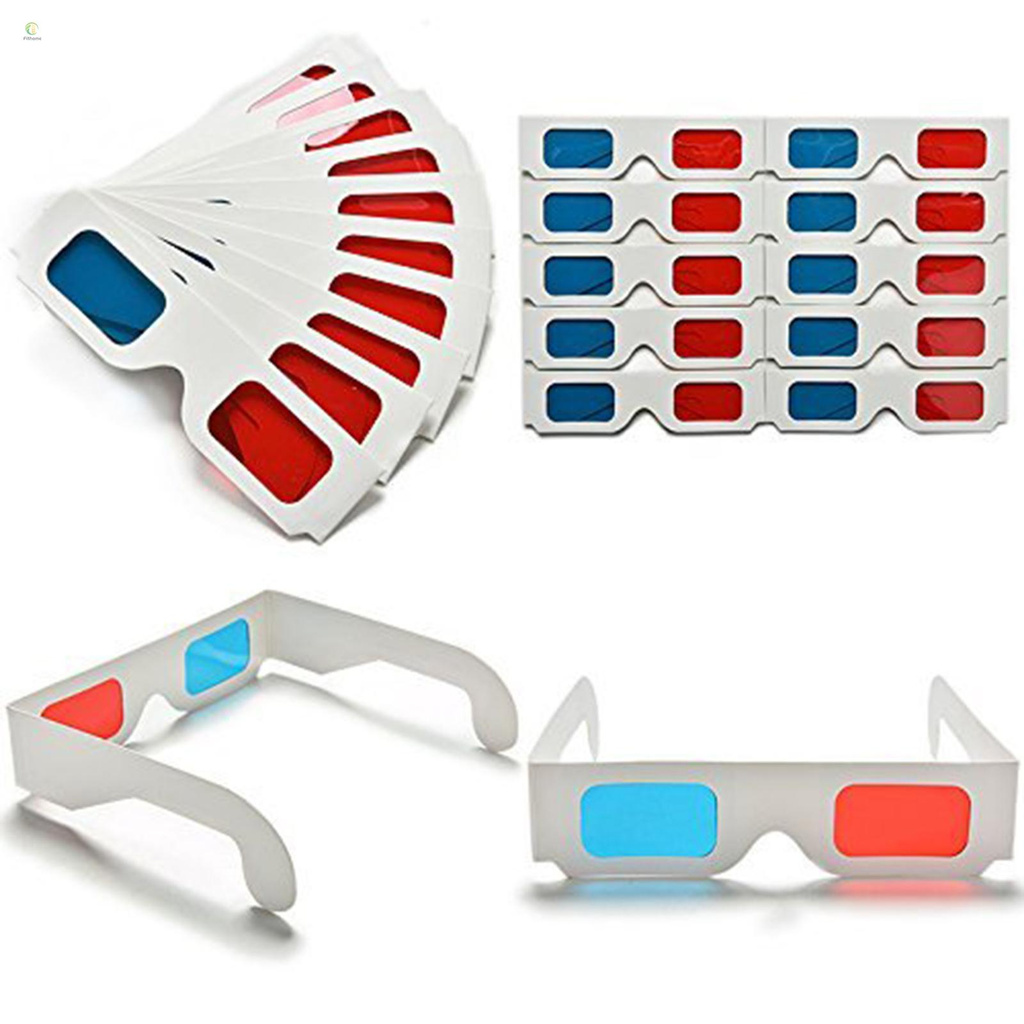 20Pcs 3D Cardboard Glasses Red & Cyan Anaglyph White Card Glasses for 3D Viewing