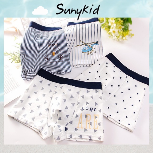 Combo 4 Quần lót đùi cotton bé trai  HC505 kháng khuẩn Sunykid cho bé từ 2-16 tuổi