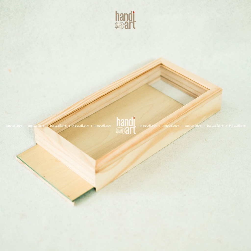 Khung tranh hộp gỗ tự nhiên 30x15cm