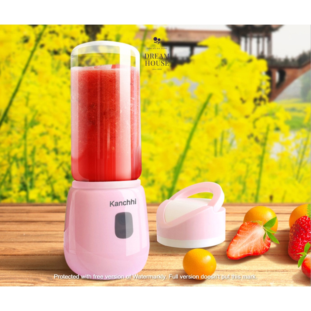Máy Xay Sinh Tố Cầm Tay Kanchhi 4 Lưỡi Dao Dung Tích 300ml Cổng Sạc USB Tiện Dụng Nhỏ Gọn Mixiao