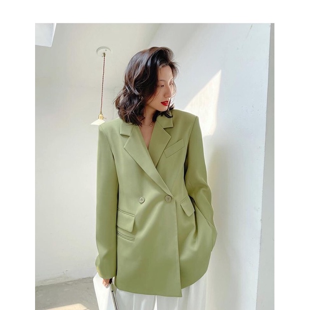 Áo Khoác Blazer Xanh Hàng Thiết Kế Thương Hiệu Quynh Design