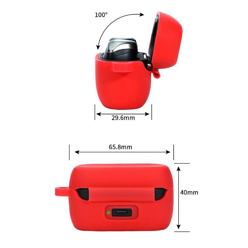 Vỏ bảo vệ hộp sạc tai nghe toàn diện bằng silicon chống trượt có móc thích hợp cho Jabra Elite Active 75t