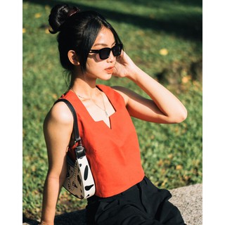 Áo croptop linen cổ vuông Holymoly kiểu nữ năng động cá tính - Freesize 4 màu