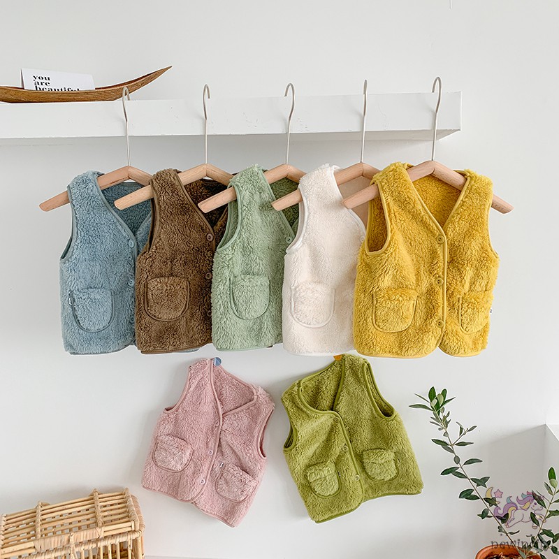 Áo Khoác Không Tay Màu Trơn Thời Trang Mùa Đông Hàn Quốc Cho Bé