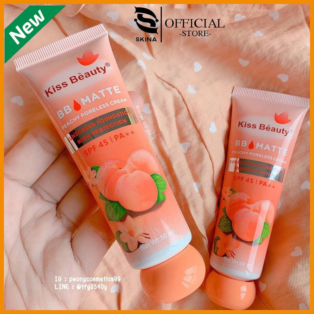 Kem nền BB Cream đào 2in1 của Kiss Beauty (có chống nắng SPF45 và che khuyết điểm)