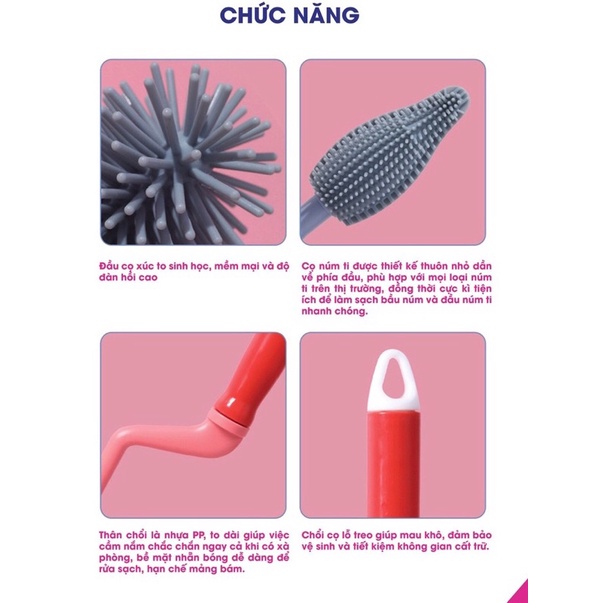 Cọ bình sữa silicon 2 chi tiết