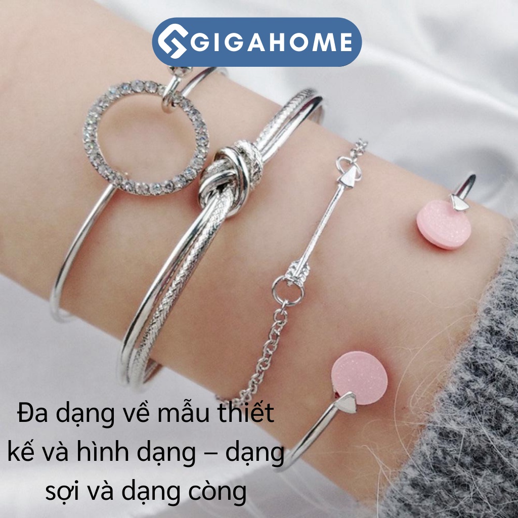Set 4 Vòng Tay Mạ Vàng Nhiều Lớp Phong Cách Bohemian Thời Trang Nữ GIGAHOME 9150