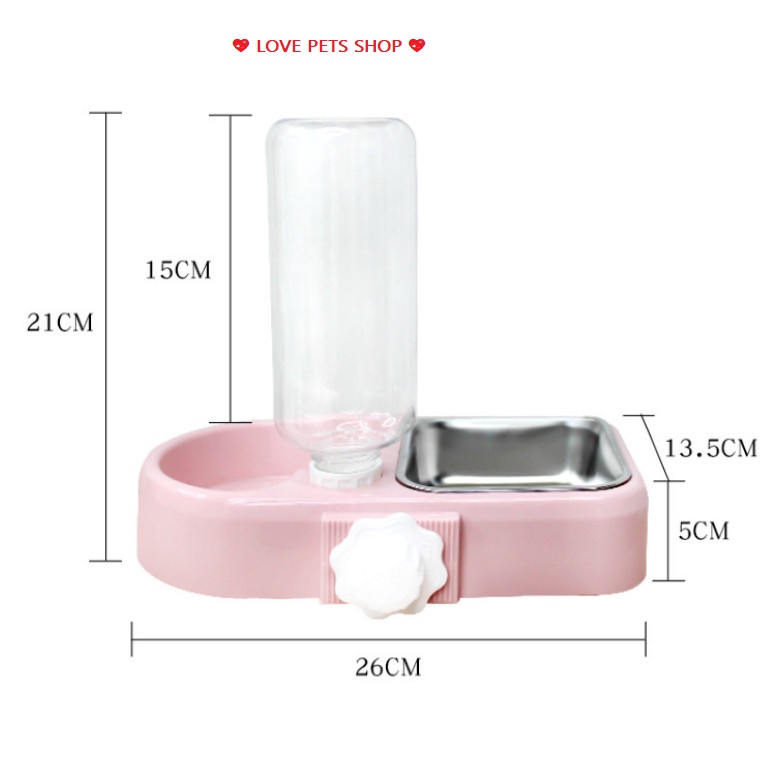 BÌNH NƯỚC GẮN CHUỒNG TỰ ĐỘNG KÈM CHÉN BẰNG INOX CHO CHÓ MÈO - LOVE PETS SHOP