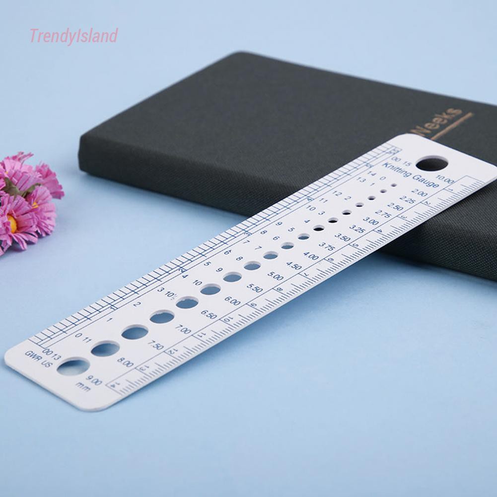 9-20mm Yarn Ruler Measure Needle Gauge Inch CM Plastic Measure Ruler Household Sewing Tailor Tool