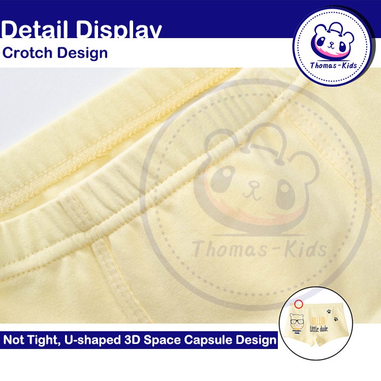 Bộ 5 Quần Lót Boxer Chống Vi Khuẩn Thoáng Khí Thoải Mái Cho Bé Trai 3-12 Tuổi