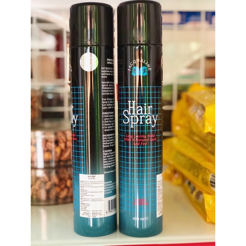 Gôm xịt tóc Jacqualine Hair Spray 400ml, keo giúp tăng độ cứng, tạo kiểu và giữ nếp lâu cho mái tóc dùng cho nam và nữ