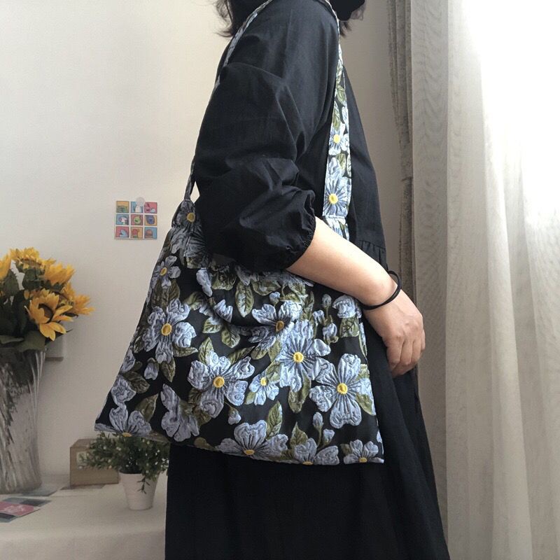 Túi Xách Canvas Họa Tiết Hoa Phong Cách Vintage