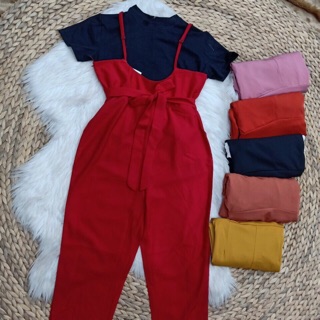 Set yếm dài kèm áo thun cotton