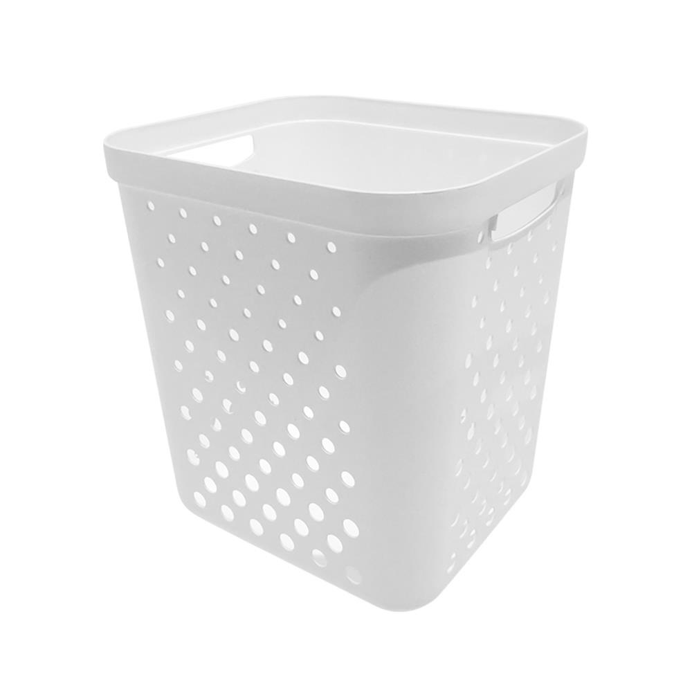 HomeBase STACKO Giỏ đựng đồ giặt bằng nhựa cỡ M thiết kế đơn giản Thái Lan W38xH42,5xD35 màu trắng