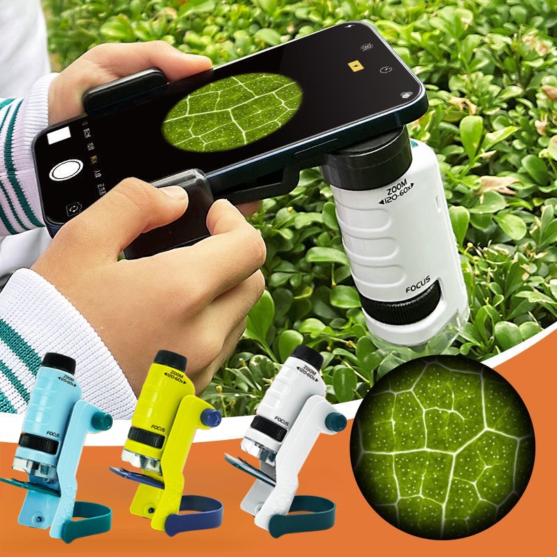Kính Hiển Vi Kích Thước 60X-120X Có Đèn LED Giáo Dục Khoa Học Cho Bé