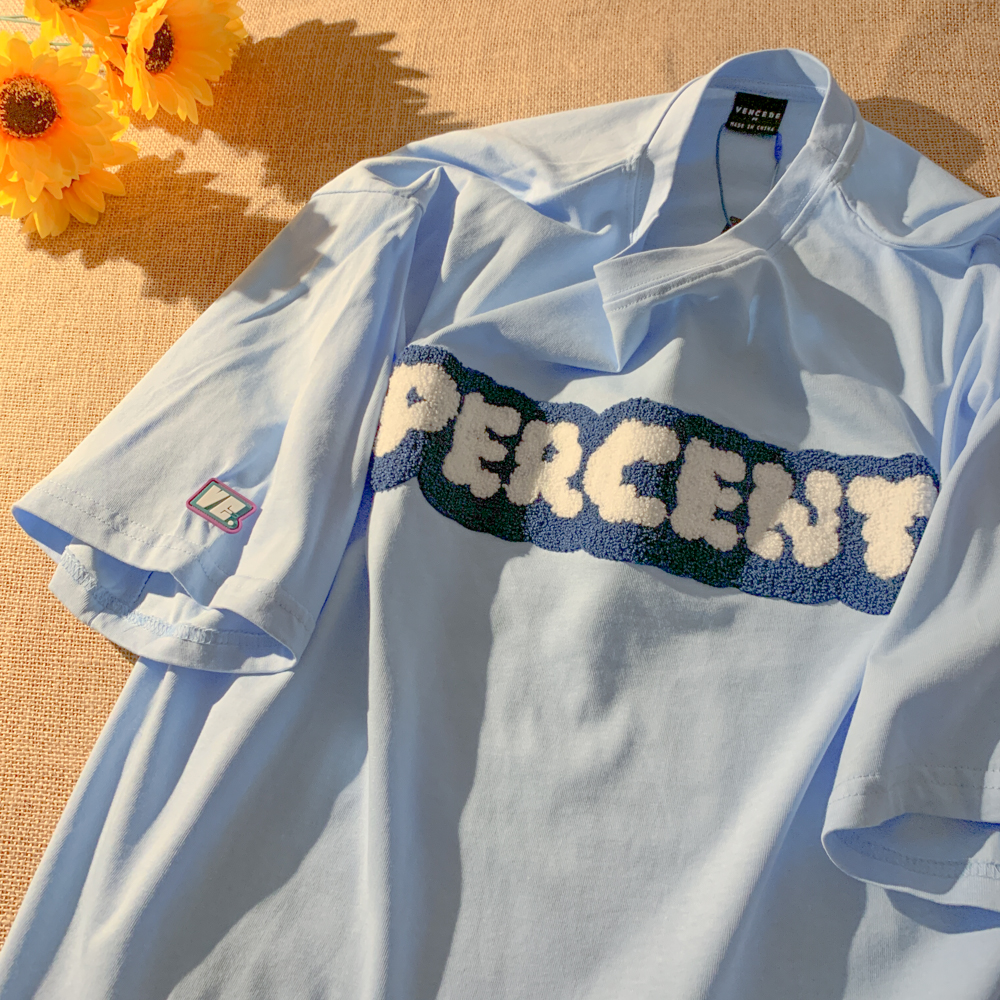 Áo thun tay ngắn thêu chữ phong cách Hàn Quốc cho nữ