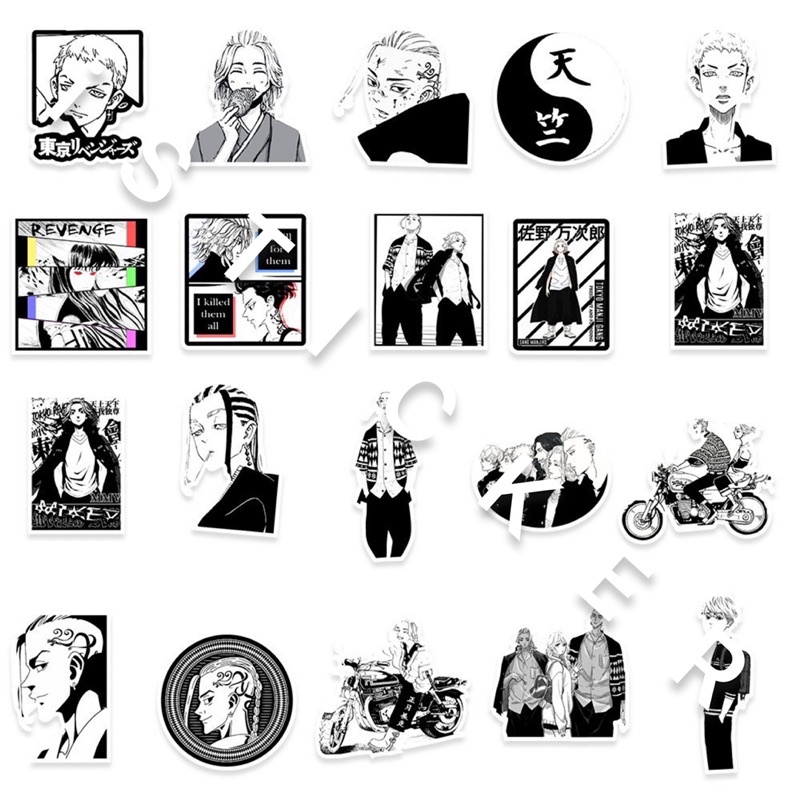Sticker Tokyo Revenge màu, trắng đen siêu hot chống thấm nước dán mũ nón bảo hiểm, điện thoại, laptop