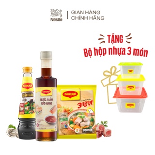 [Tặng bộ hộp nhựa 3 món] Combo: Nước mắm hảo hạng 490ml + Dầu hào 820g +Hạt nêm heo 900g