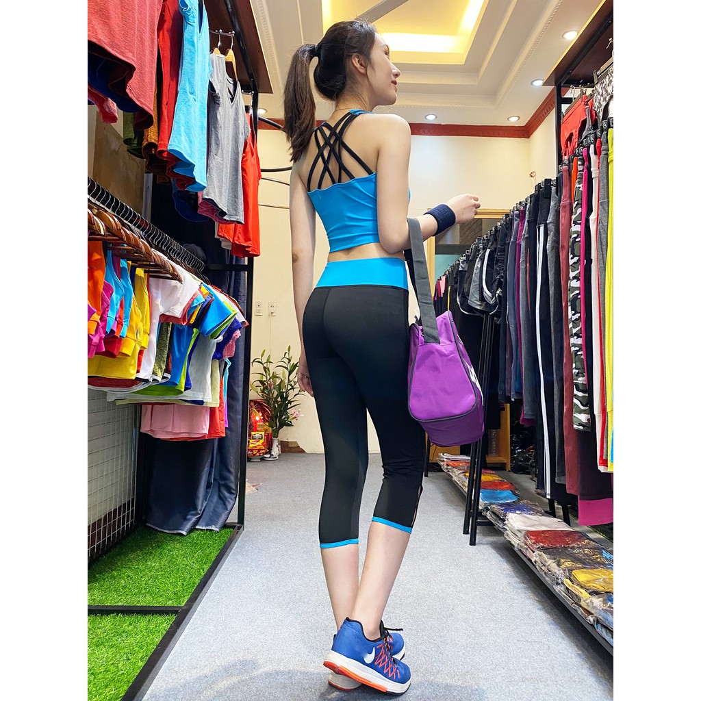 Set bộ trang phục quần áo đồ tập gym yoga zumba hàng xuất khẩu đẹp size to dành cho người mập giá rẻ