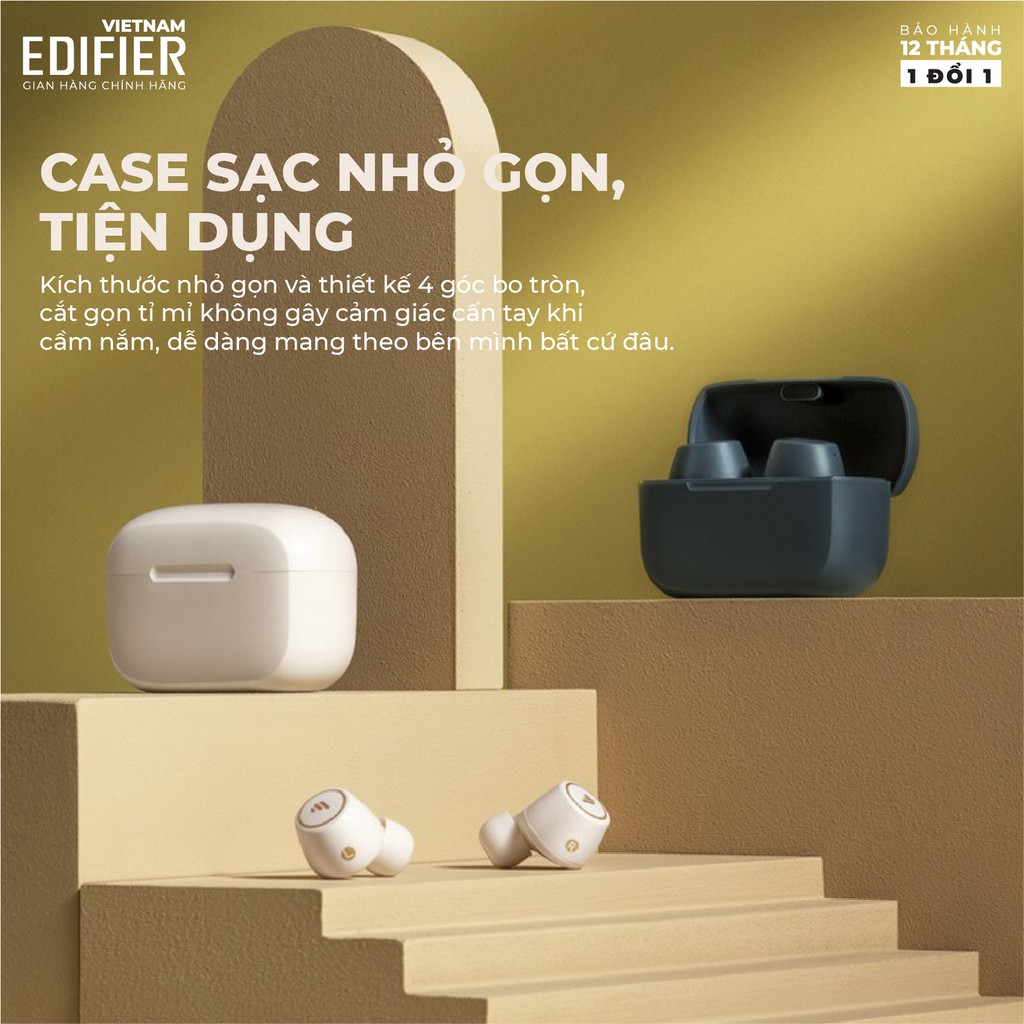 Tai nghe Bluetooth 5.2 EDIFIER TWS1 PRO - Thời gian phát 42h - Chống nước IP65 Hàng chính hãng Bảo hành 12 tháng