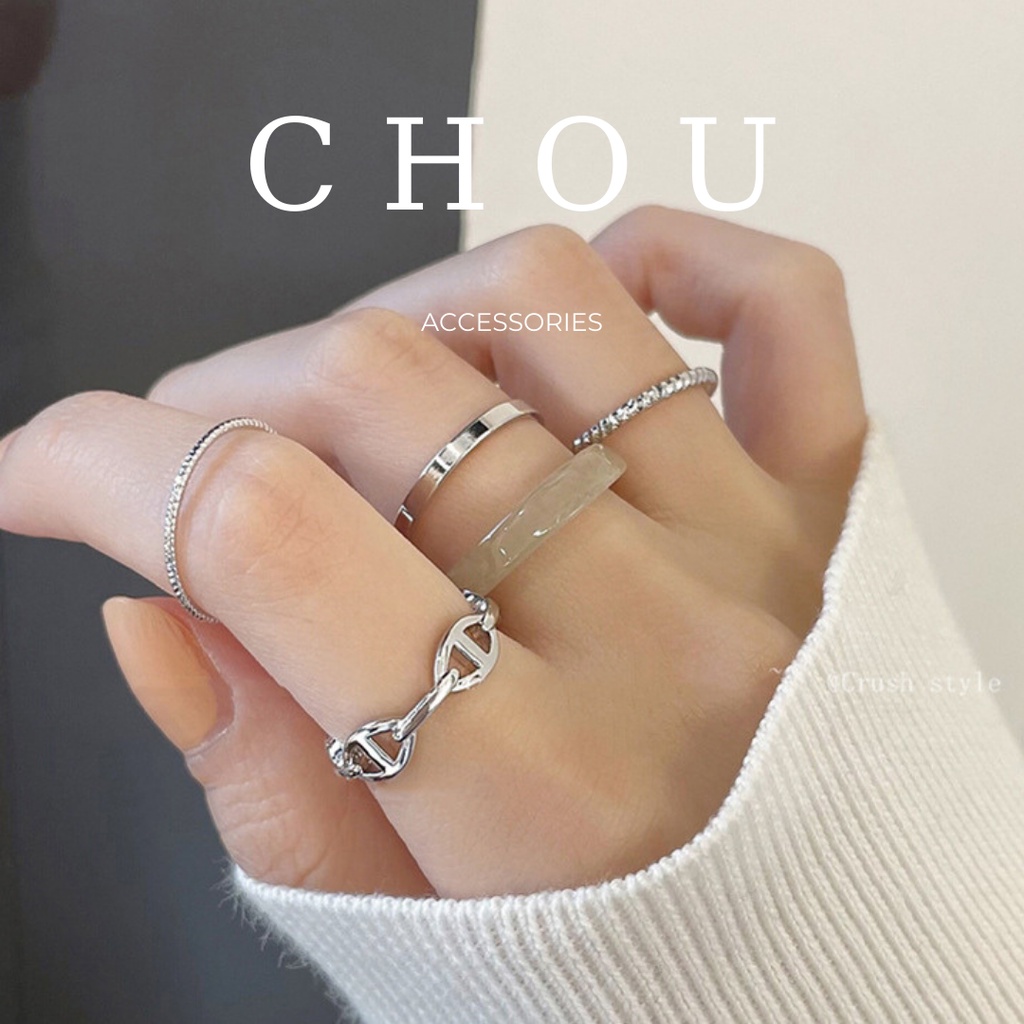 Set 5 Nhẫn Phối Màu Be | CHOU ACCESSORIES |