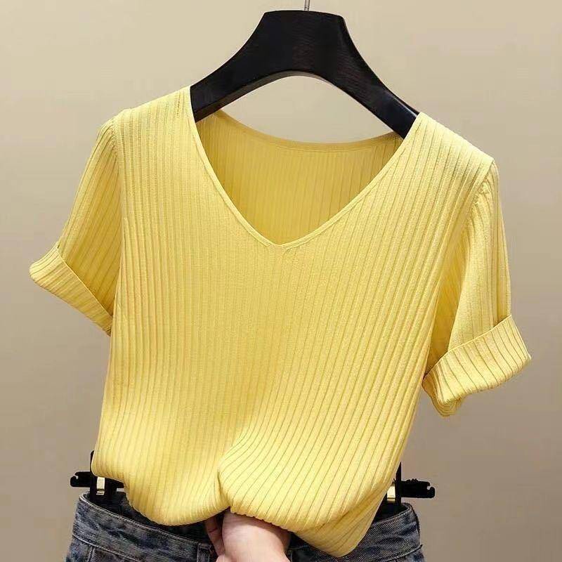 Áo Thun Nữ Ngắn Tay Cổ Tròn Thời Trang Hàn