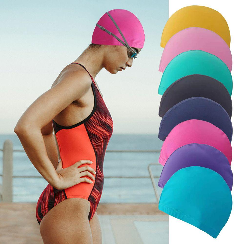 Mũ Bơi Co Giãn Bằng Nylon Bảo Vệ Tai Cho Nam Nữ