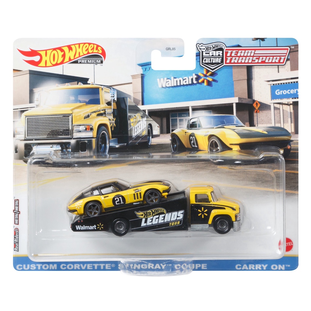 Xe mô hình Hot Wheels Team Transport Custom Corvette Stingray Coupe & Carry Legends Walmart Exclusive