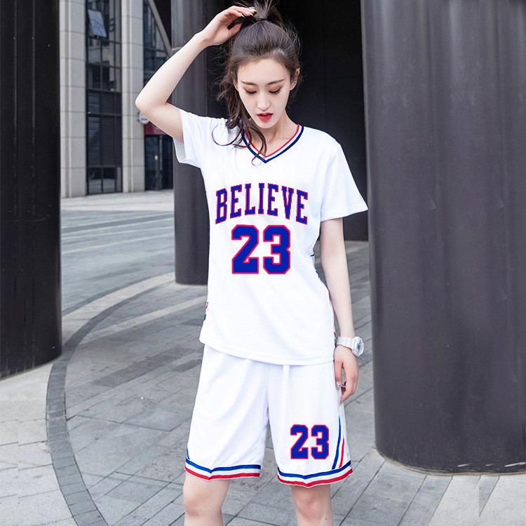 ✵Bộ đồng phục bóng rổ nữ Nhóm mua sinh viên Hàn Quốc phiên bản của áo bóng, thể thao ngắn tay bé gái, cỡ chữ i
