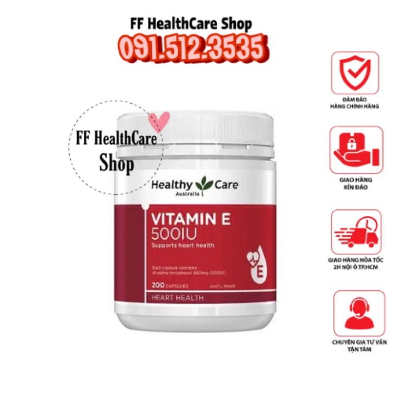 Viên Uống Vitamin E Healthy Care 500IU Úc 200 Viên