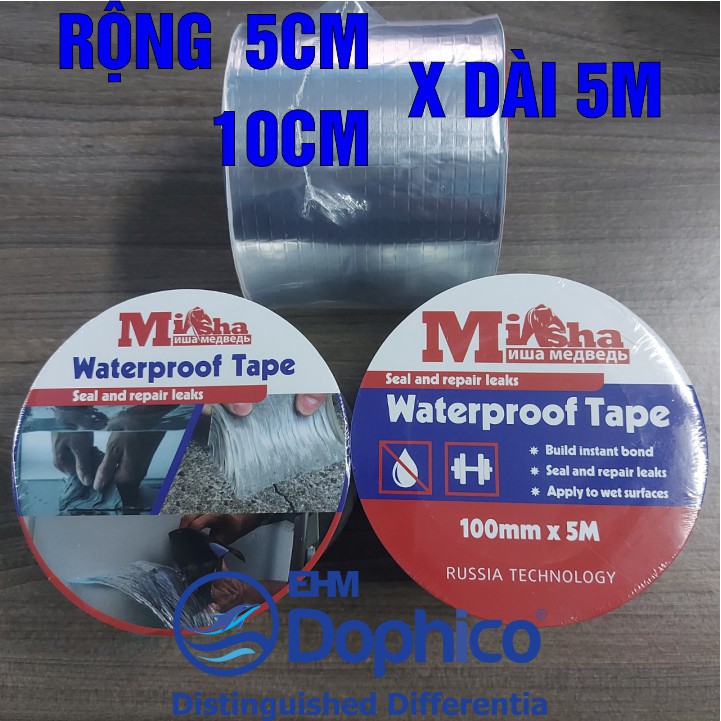 Băng dính chống thấm Misha 10cm/5cm x 5M – Băng kéo chống thấm dột – Bịt rò rỉ ống nước – Sản phẩm nội địa Nga