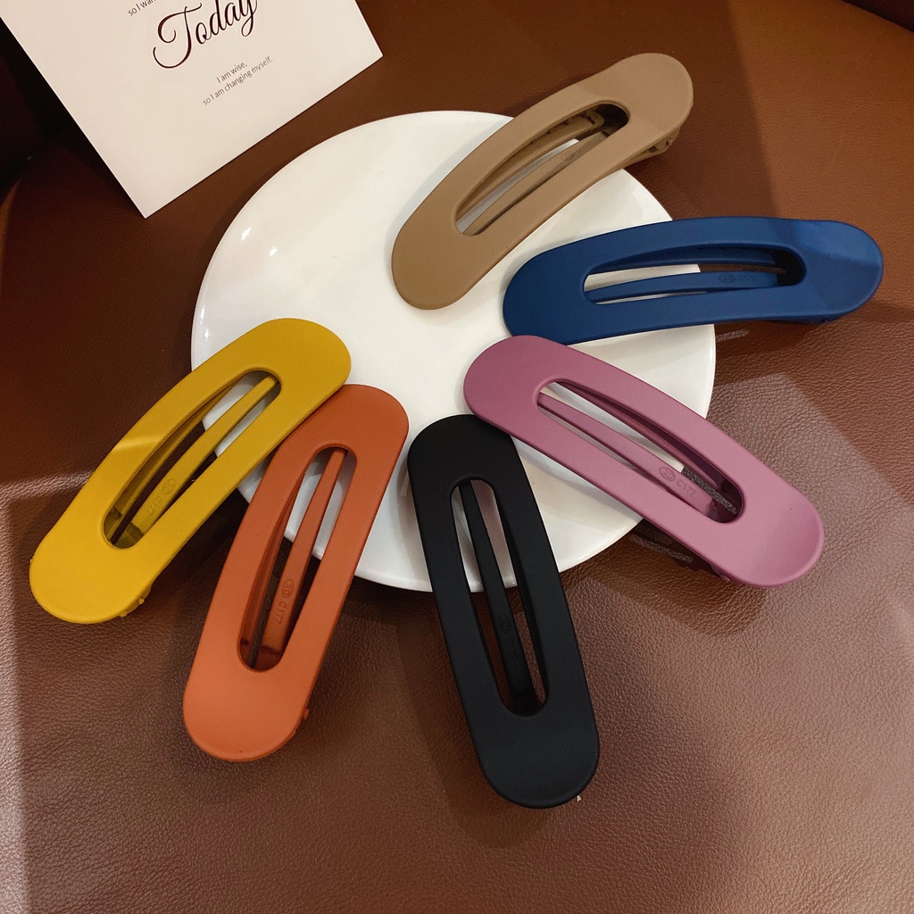 Kẹp tóc bấm chữ nhật tròn nhiều màu đơn giản dài 11cm K139