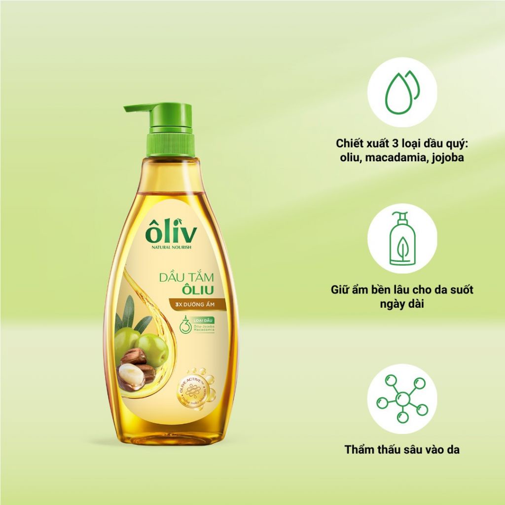 Dầu Tắm Ôliv 3X Dưỡng Ẩm 650ml