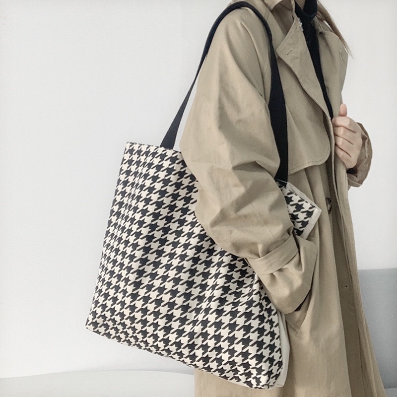 Túi tote vải Canvas đeo vai  cỡ to đi học đi chơi  phong cách Hàn Quốc siêu xinh