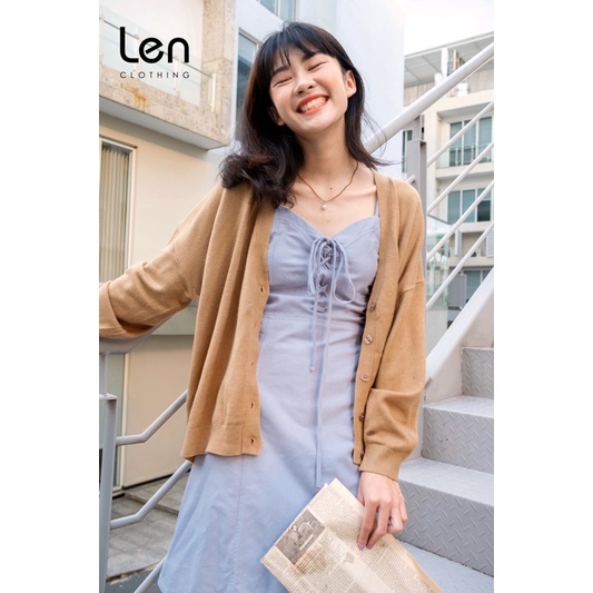 LEN clothing Áo khoác len cardigan mỏng màu nâu 748302
