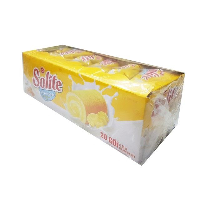 Bánh Solite Bông Lan Cuộn Kem Vị Bơ Sữa hộp (20gói x18g)