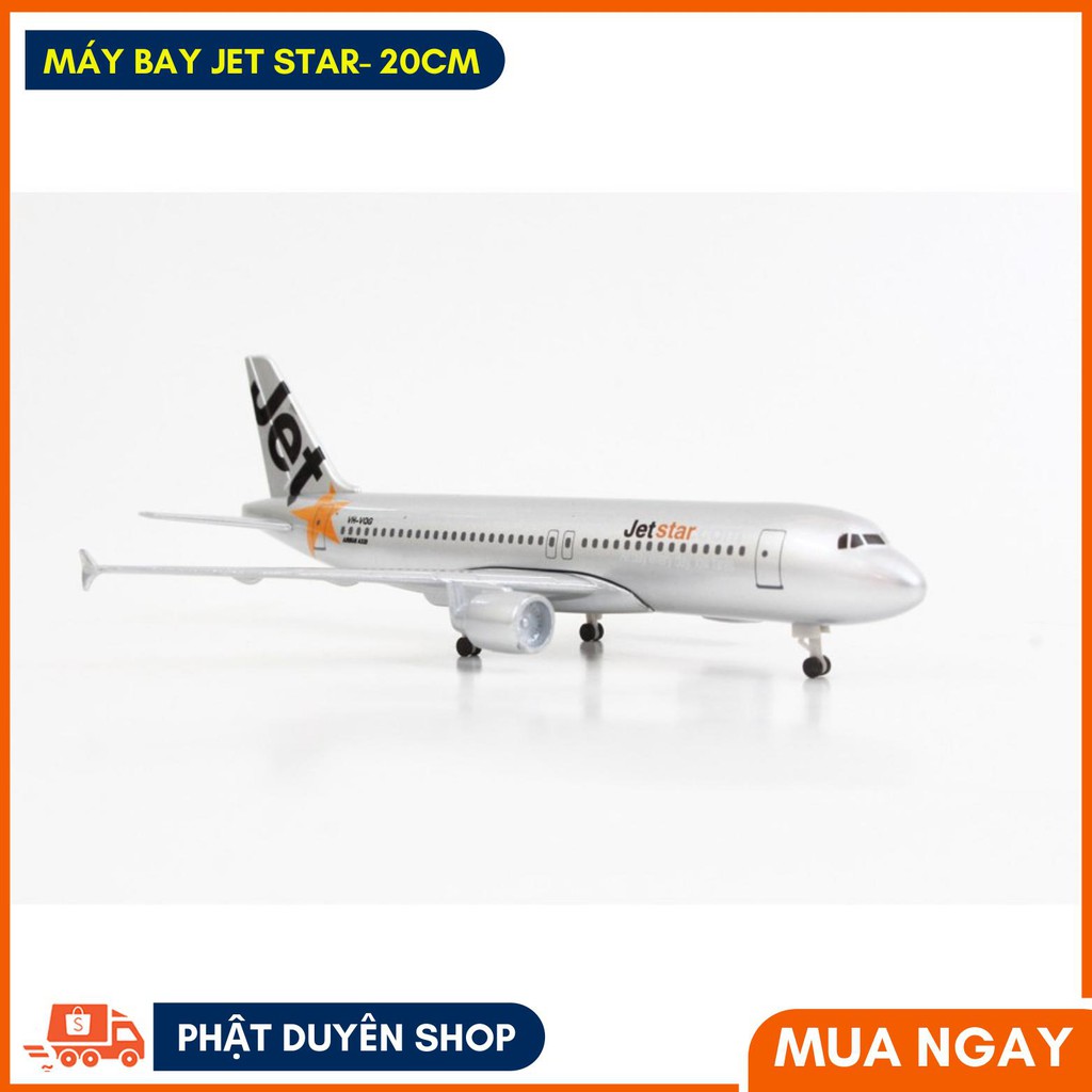 Máy bay JetStar kim loại mô hình  có bánh + Đế trưng bày