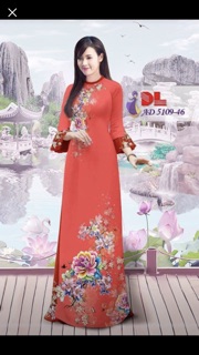 Vải áo dài hoa mẫu đơn