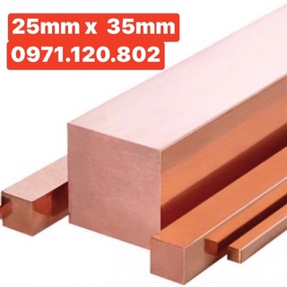 Thanh đồng đỏ đặc vuông 25mm x 35mm dài 30cm
