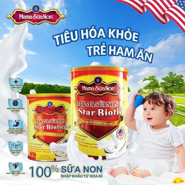 Sữa Bột Mama Sữa Non Star Biotic 800G - Hỗ Trợ Cải Thiện Tình Trạng Biếng Ăn, Tăng Cường Đề Kháng