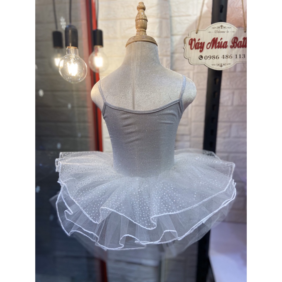 Váy múa 2 dây ren nhũ sao lấp lánh