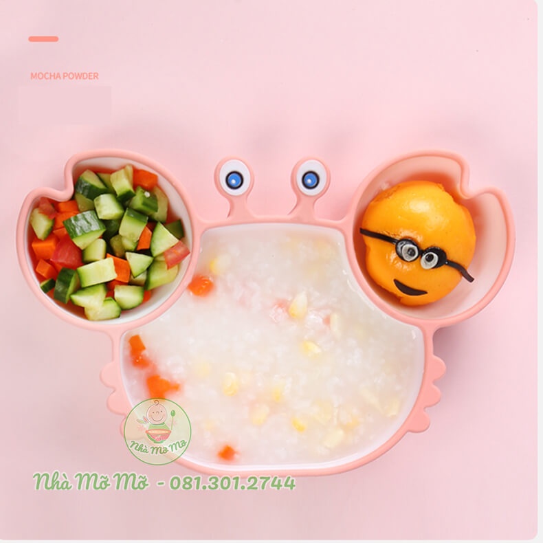 Khay cua silicon silicone ba ngăn chống đổ cho bé ăn dặm - Nhà Mỡ Mỡ