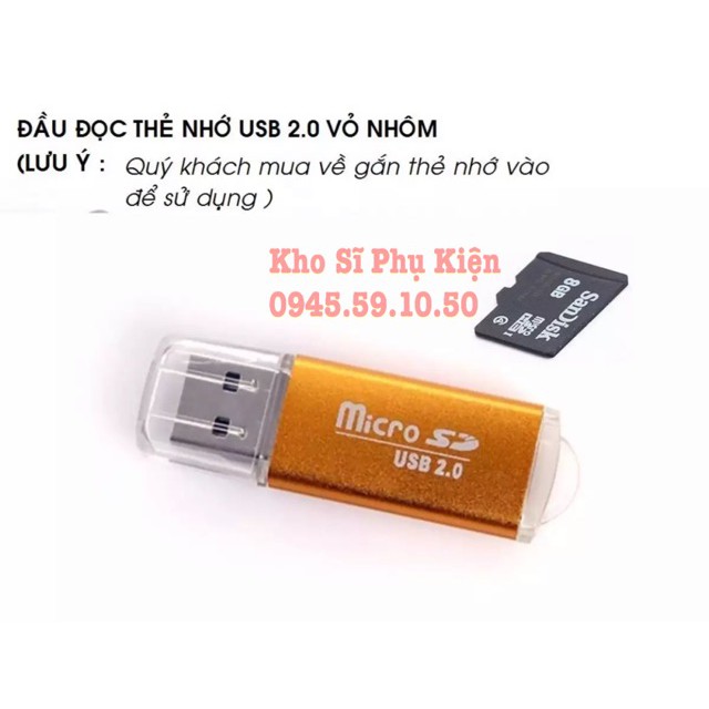 Đầu đọc thẻ nhớ Micro SD 2.0 Vỏ nhôm, Có Led Báo Tín Hiệu