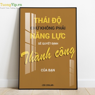 Tranh Laminate Tráng Gương - Tranh Treo Tường Slogan Thái Độ Chứ Không Phải Năng Lực Quyết Định Thành Công Của Bạn