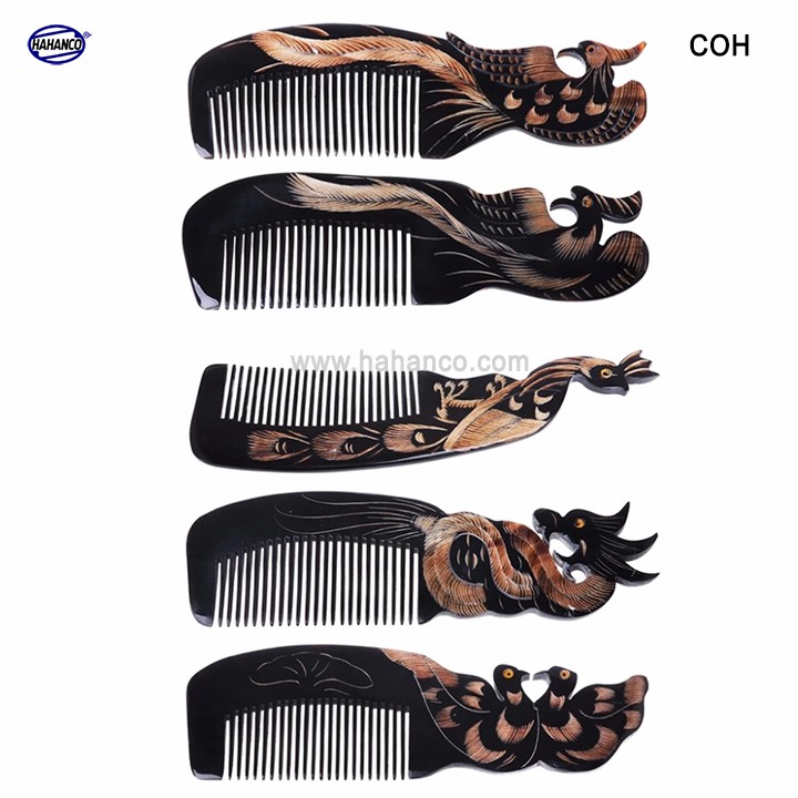 Lược sừng đen hình Rồng - COH122B (Size: L - 18cm)  Quà tặng ý nghĩa rất đẹp - Horn Comb of HAHANCO - Chăm sóc tóc