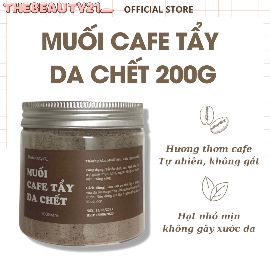Muối Cafe Tẩy Da Chết Giảm Mụn, Mịn Da 200Gam
