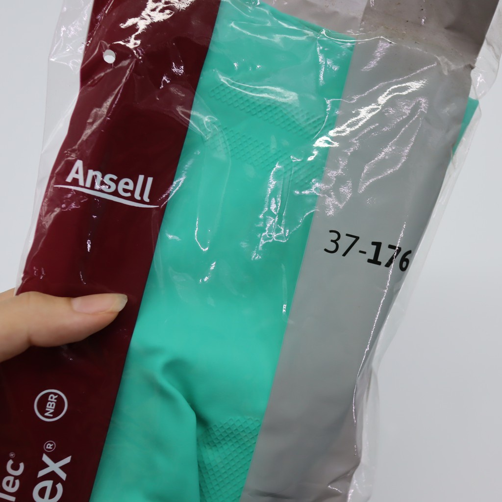[Mẫu mới] [Chính hãng] Găng tay chống hóa chất Ansell 37-176 cấu tạo nitrile, Găng tay chống dầu nhớt, chống axit, thấm
