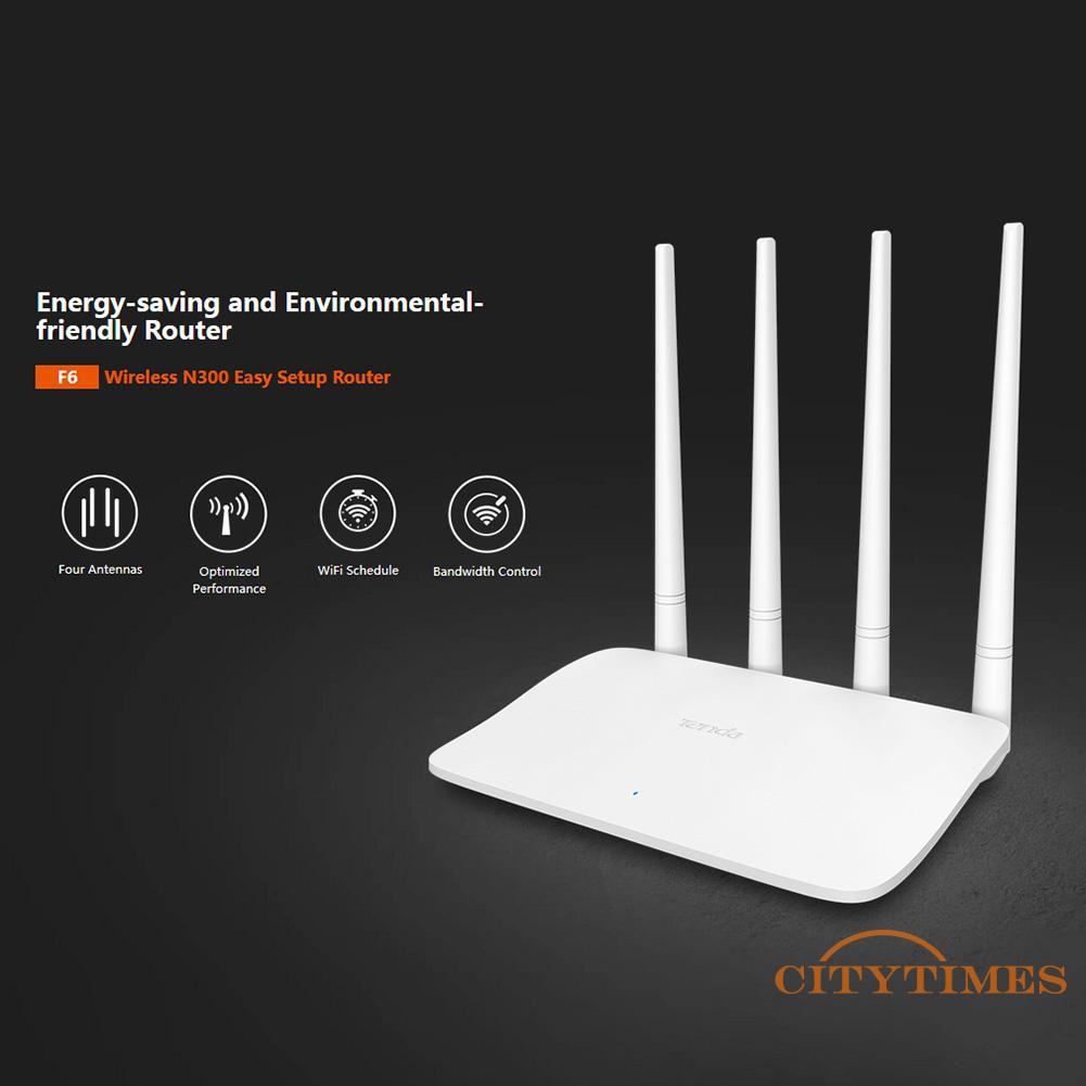 〖Ci〗 Tenda F6 300M WiFi Router 4x 5dBi Antennas 2.4GHz Wireless Signal Extender